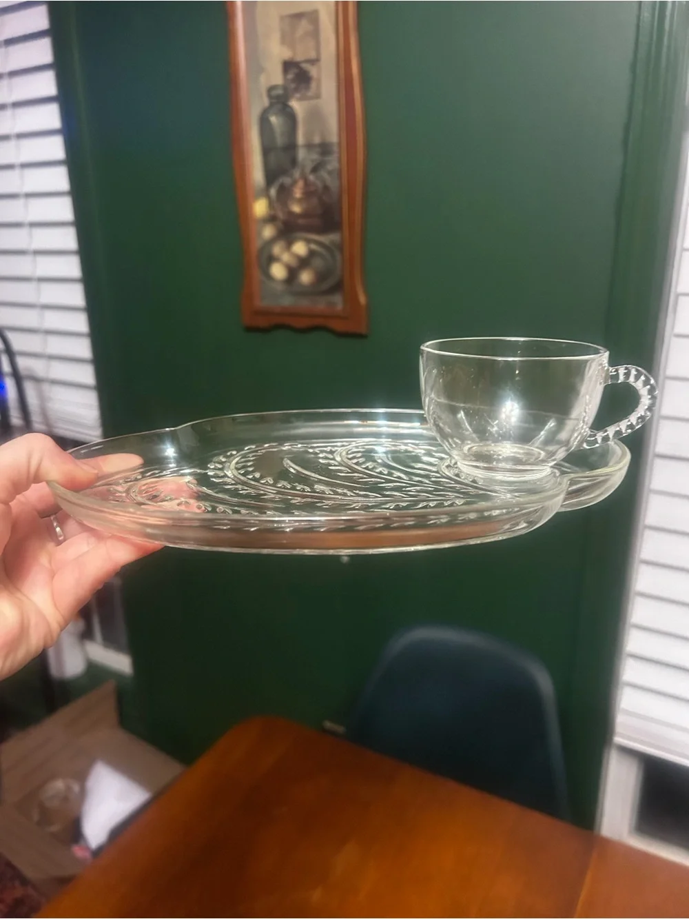 Vintage luncheon glass plate and cup